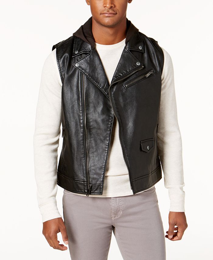 Calvin Klein Jeans Men's Faux Leather Biker Vest & Reviews - - - Macy's