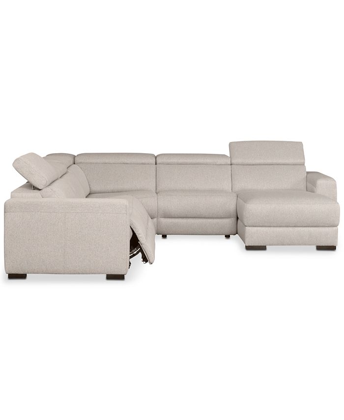Furniture Nevio 5Pc. Fabric Sectional Sofa with Chaise, 2 Power