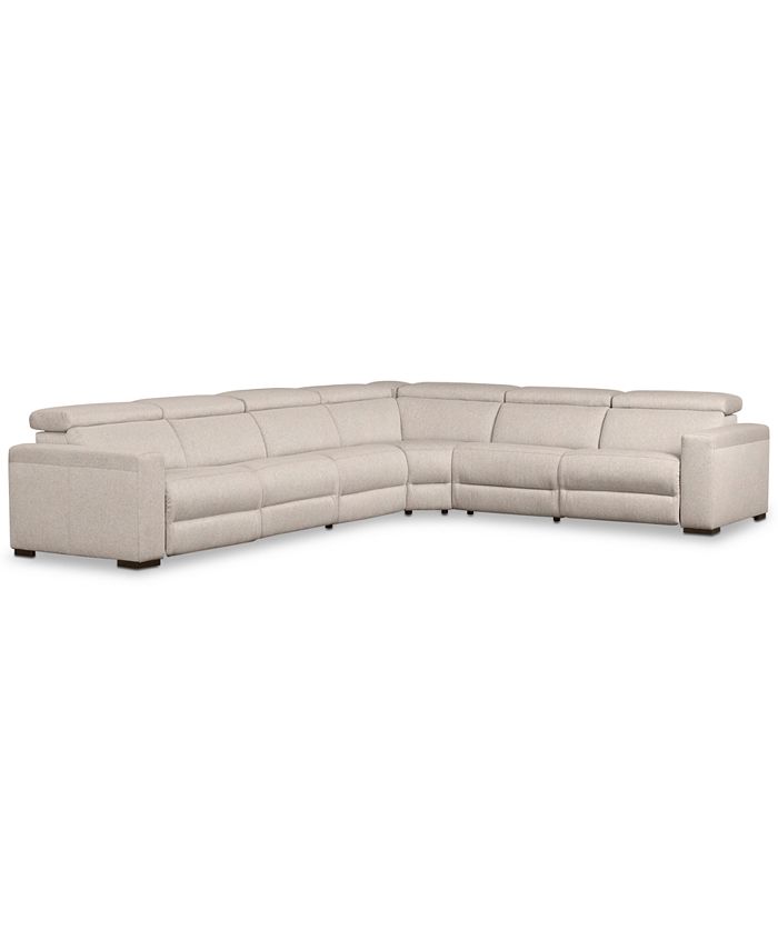 Furniture Nevio 6Pc. Fabric "L" Shaped Sectional Sofa with 3 Power