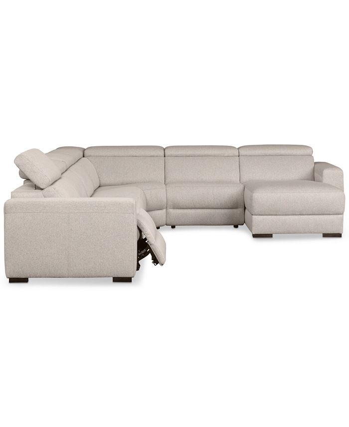 Furniture Nevio 6Pc. Fabric Sectional Sofa with Chaise, 1 Power
