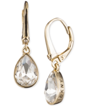 image of Dkny Crystal Logo Teardrop Drop Earrings, Created for Macy-s