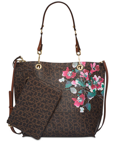 klein reversible calvin pouch tote signature