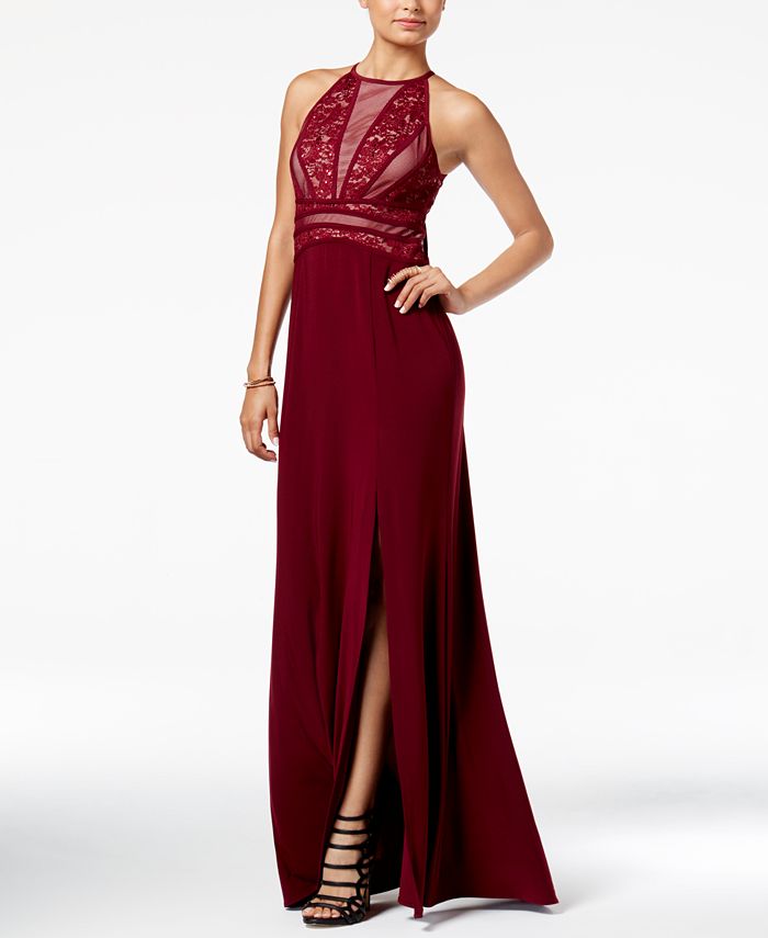 Morgan & Company Juniors' Illusion Lace Gown - Macy's