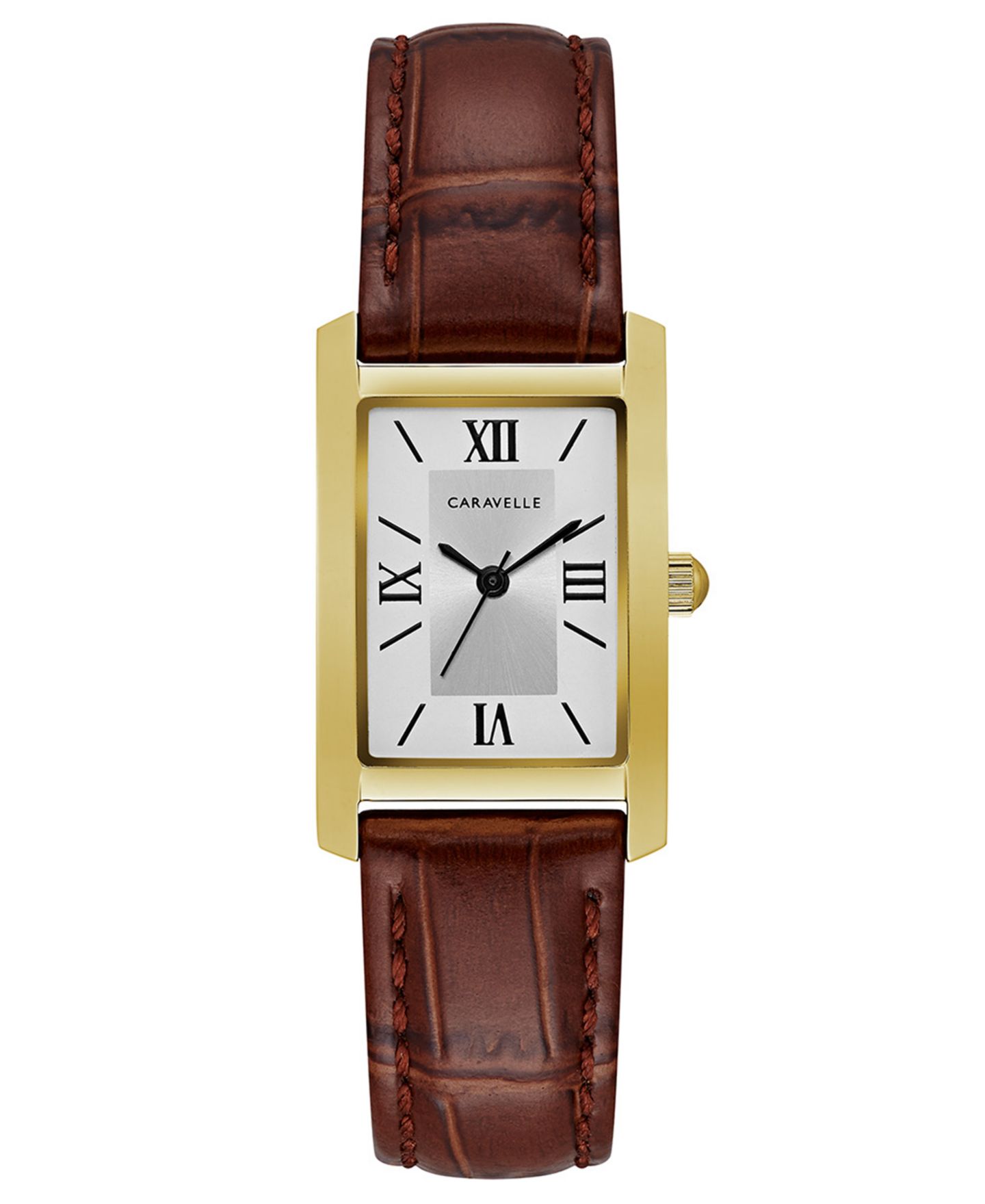 Женские часы Caravelle Brown Leather Strap Watch 21x33mm — фото 1