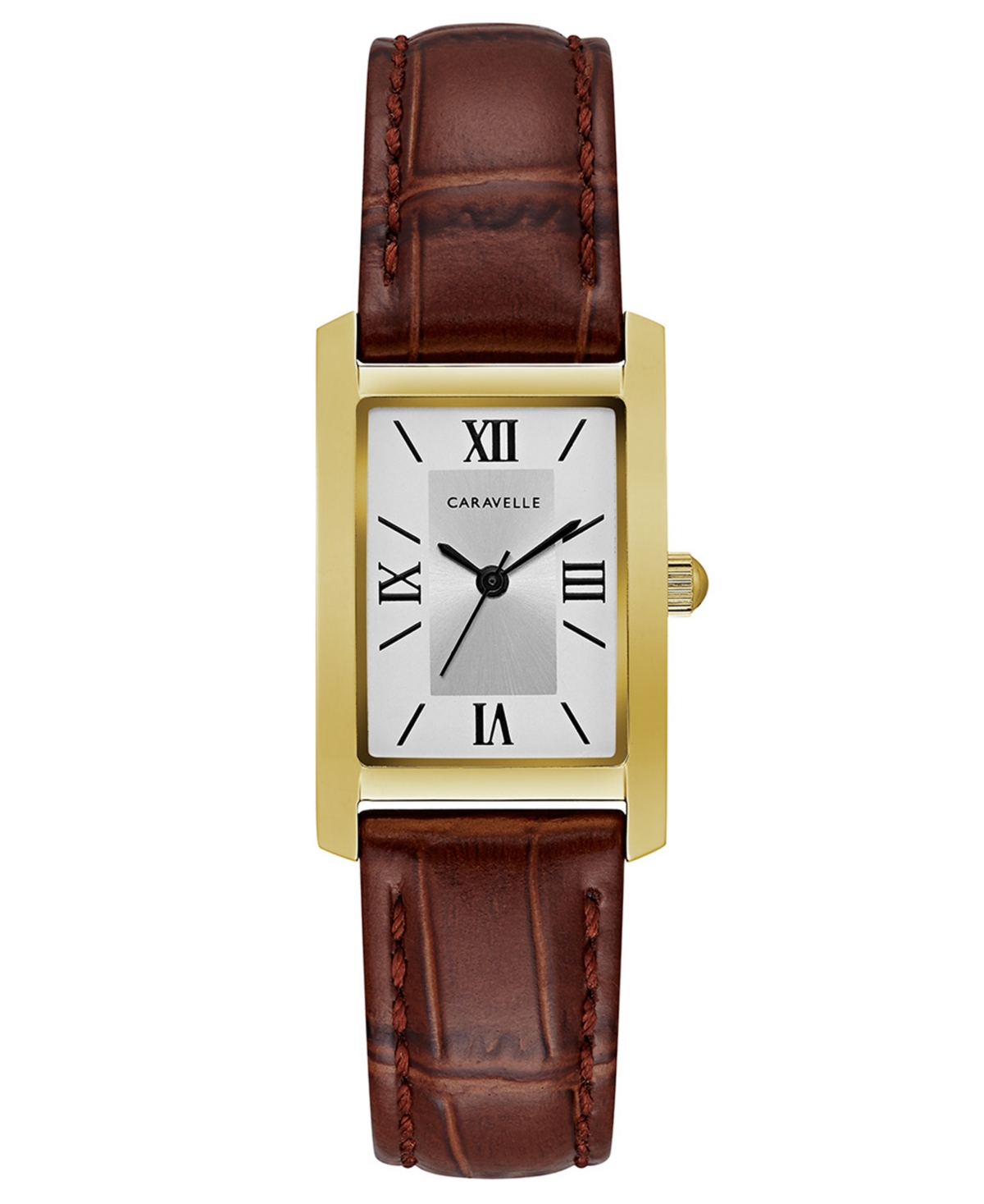 Designed by Bulova Women's Brown Leather Strap Watch 21x33mm