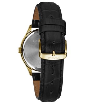  Men's Black Leather Strap Watch 41mm