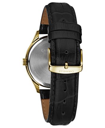 Caravelle - Men's Black Leather Strap Watch 41mm