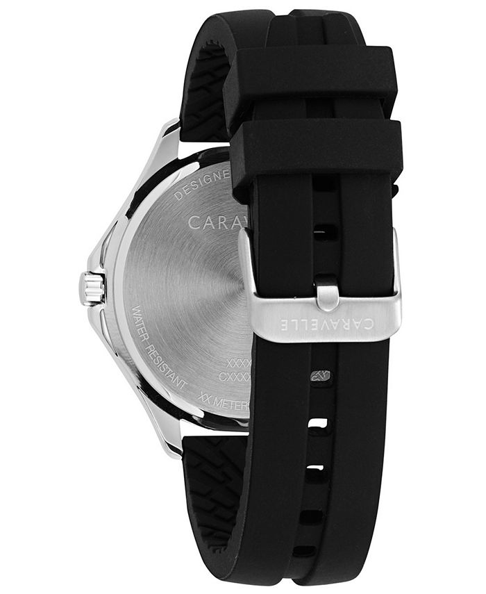 Caravelle Men's Black Silicone Strap Watch 42mm Macy's