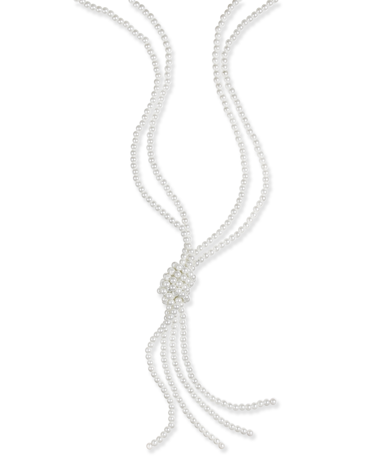 Imitation Pearl Knotted Lariat Necklace, 28" + 2" extender, Created for Macy's - White
