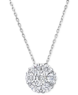 diamond flower cluster necklace