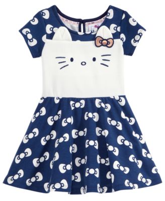 Hello Kitty - Bows-Print Kitty Face Dress, Baby Girls (0-24 months)
