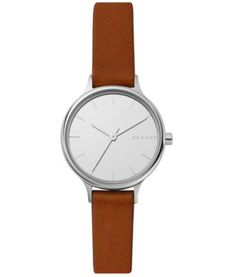 Skagen - Women's Anita Brown Leather Strap Watch 30mm