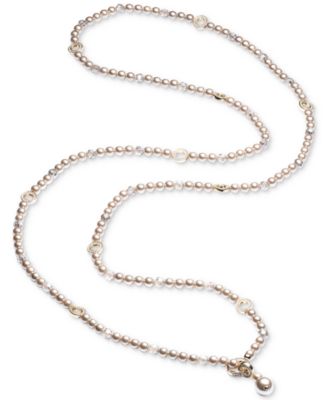 Carolee - Brown-Tone Pav&eacute; Bead & Colored Imitation Pearl Convertible Strand Necklace