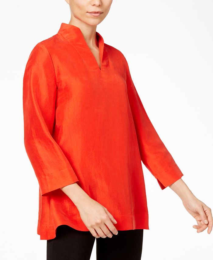Eileen Fisher Silk Stand-Collar Top & Reviews - Tops - Women - Macy's
