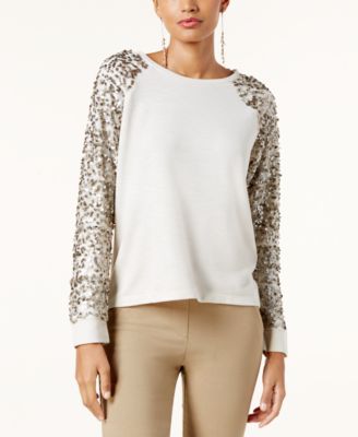 sequin sleeve sweatshirt