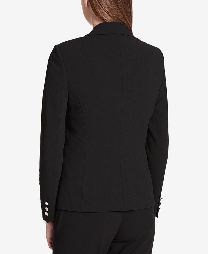 Calvin Klein Floral-Appliqué One-Button Jacket - Macy's