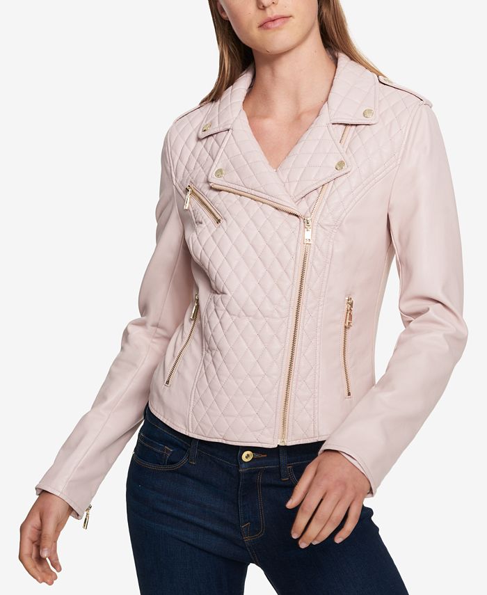 Tommy Hilfiger Quilted Faux-Leather Moto Jacket, Created for Macy's ...