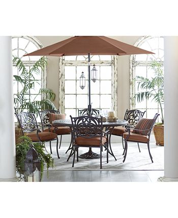 Furniture - Chateau Outdoor 7 Piece Set: 84" x 42" Dining Table, 4 Dining Chairs and 2 Swivel Chairs