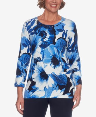 Alfred Dunner - Embellished Floral-Print Sweater