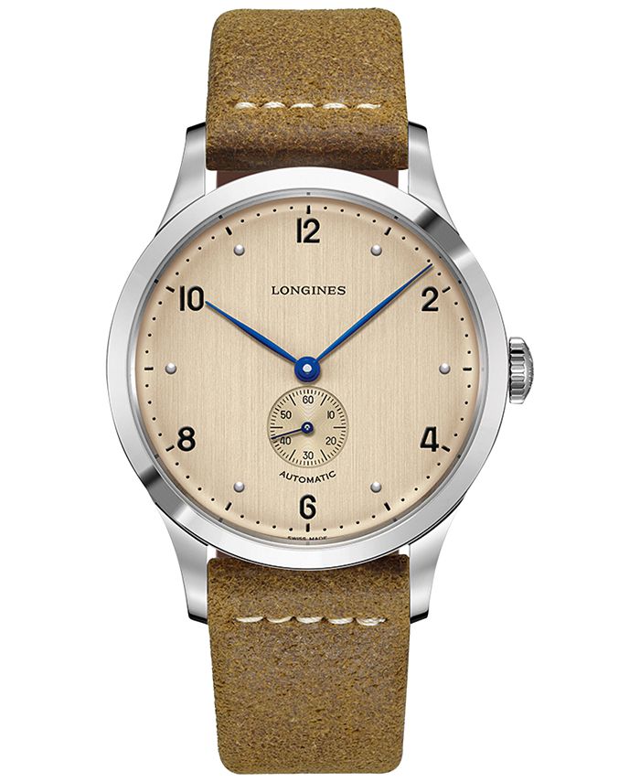 Longines - Men's Swiss Automatic Heritage 1945 Brown Leather Strap Watch 40mm