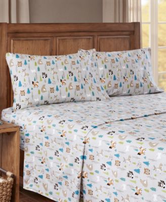 Novelty Printed Cotton Flannel 4-Pc. Sheet Set, King