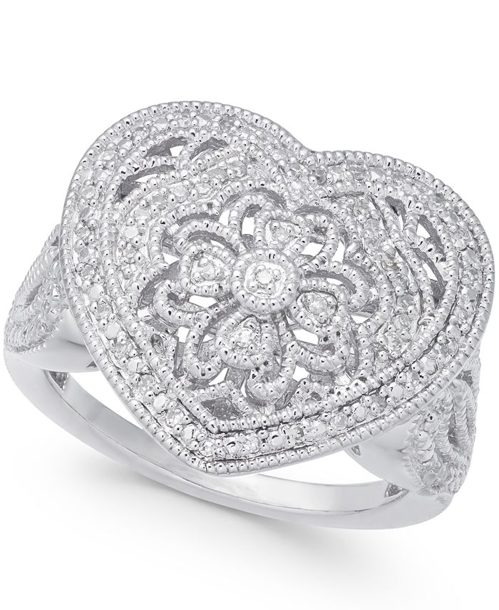 Macy s Diamond Fancy Filigree Heart Ring 1 7 ct. t.w. in