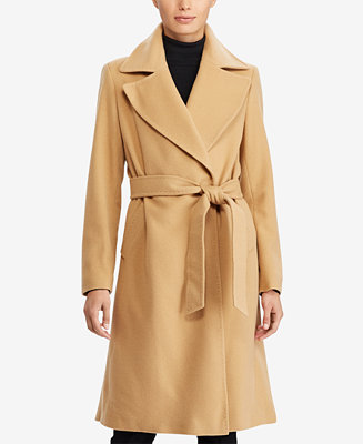 Lauren Ralph Lauren Notch Collar Wool-Cashmere Blend Wrap Coat - Coats ...
