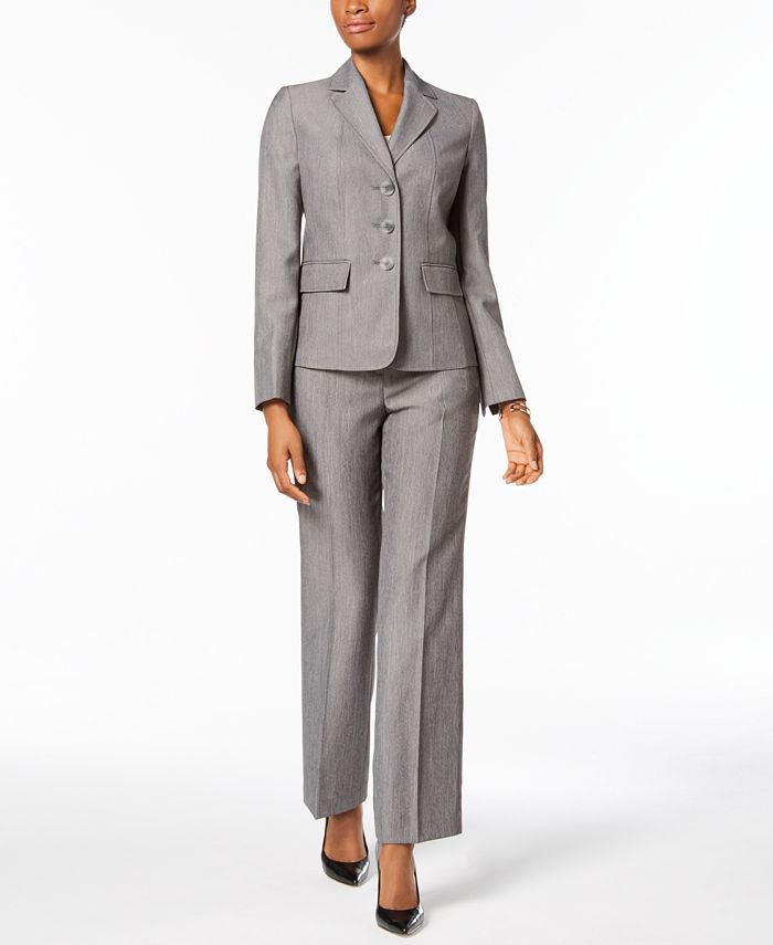 Le Suit Melange Three-Button Pantsuit - Macy's