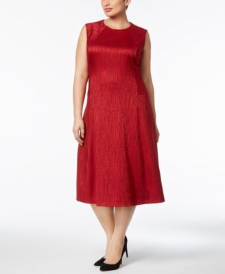 Anne Klein - Plus Size Jacquard Fit & Flare Midi Dress