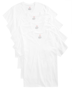 Hanes Men's 4-Pk Platinum Stretch V-Neck T-Shirts