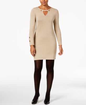 NY Collection - Petite Grommet Keyhole Sweater Dress