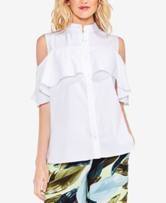Vince Camuto - Cold-Shoulder Ruffled Blouse