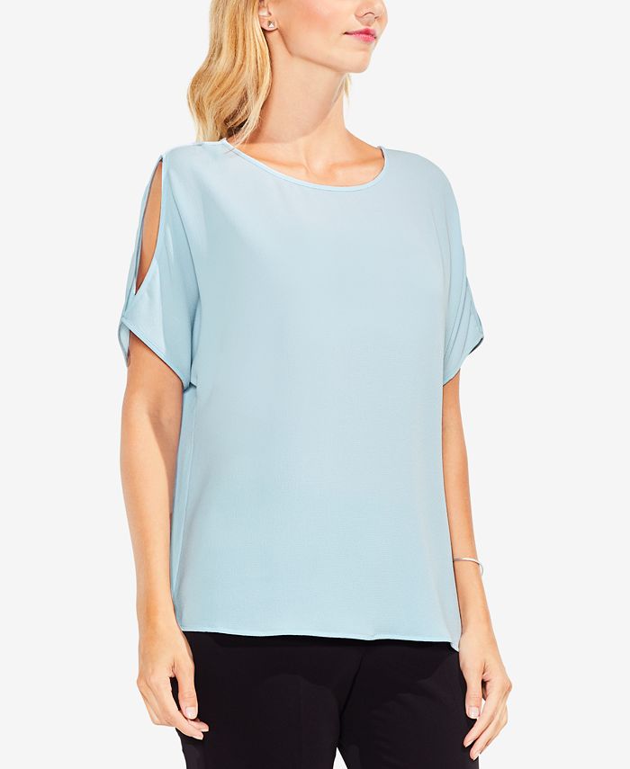Vince Camuto Cold Shoulder Long Sleeve Top Green Size Small main image 0