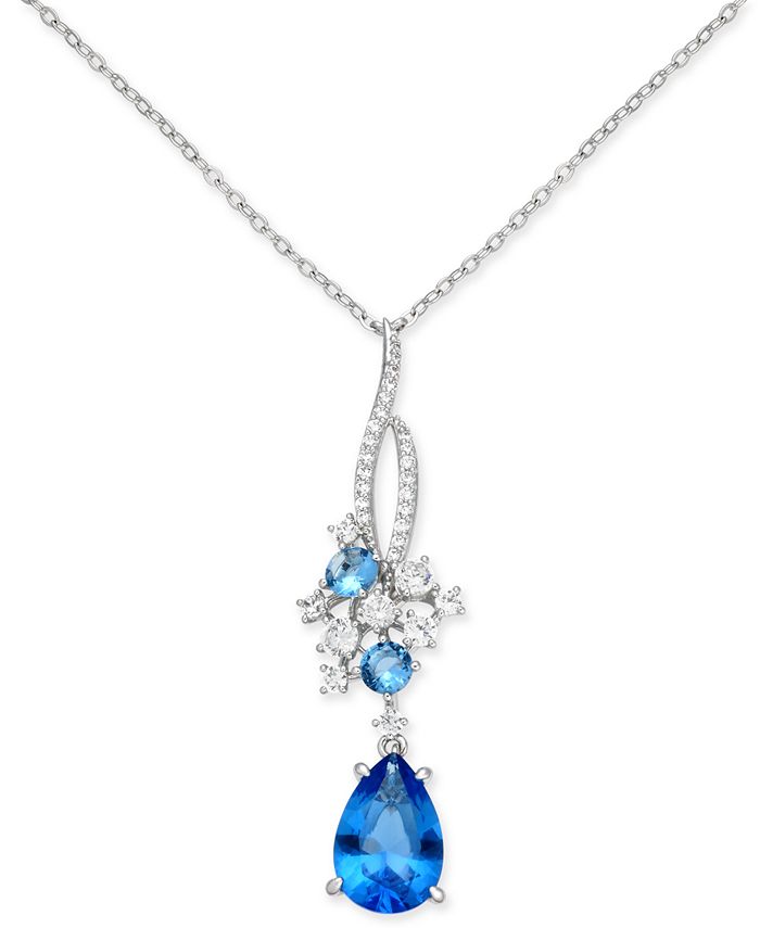 Danori Silver-Tone Crystal & Pavé Cluster Lariat Necklace, Created for ...