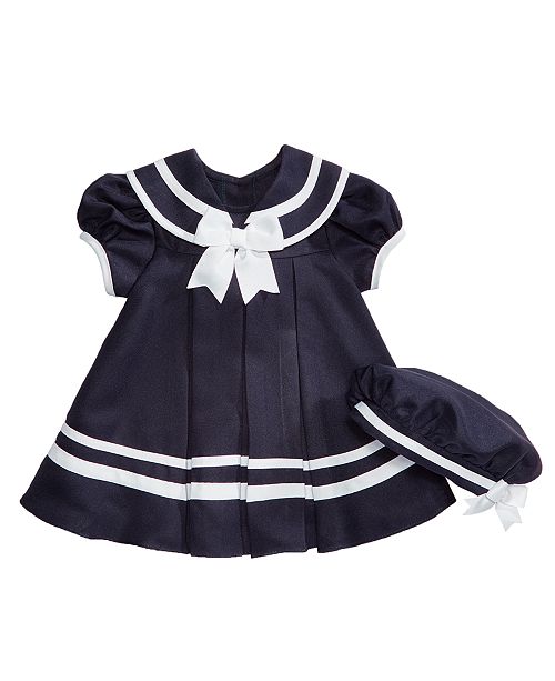 Rare Editions Nautical Dress with Hat, Baby Girls & Reviews - All Girls&#39; Dresses - Kids - Macy&#39;s