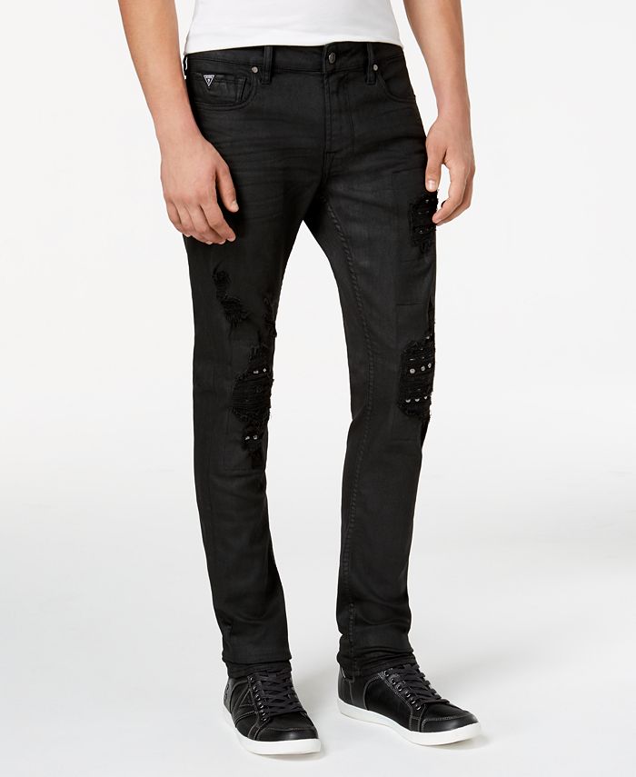 GUESS Men's Rocker Studded Skinny Fit Stretch Jeans - Macy's