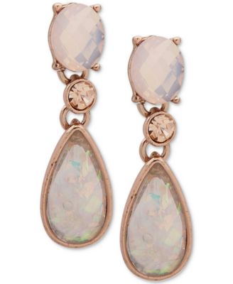Anne Klein - Rose Gold-Tone Pink Stone Drop Earrings