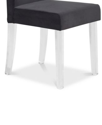 Dalia Modern and Contemporary Dining Chair in Black Velvet with Acrylic Legs - Set of 2