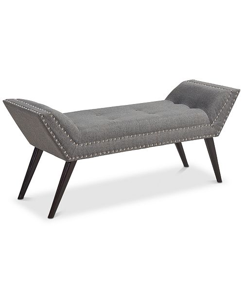 Armen Living Porter Ottoman Bench In Taupe Fabric With Nailhead Trim And Espresso Wood Legs Reviews Home Macy S