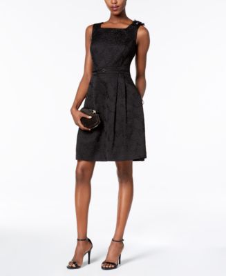 Ellen Tracy Petite Embellished Textured Fit & Flare Dress - Macy's