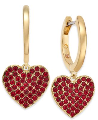 kate spade new york - Rose Gold-Tone Pav&eacute; Heart Drop Earrings
