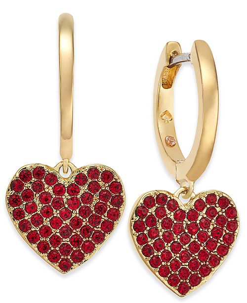 kate spade new york Rose Gold-Tone Pavé Heart Drop Earrings - Fashion Jewelry - Jewelry ...