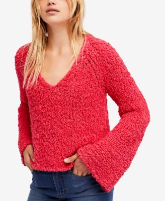 Free People - V-Neck Bell-Sleeve Sweater