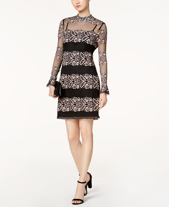 julia jordan
 Mockneck Lace Fit and Flare Dress main image 0