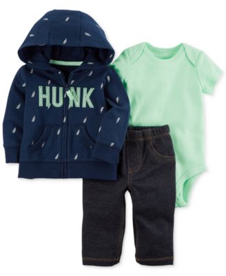 Carter's - 3-Pc. Cotton Hoodie, Bodysuit & Pants Set, Baby Boys (0-24 months)