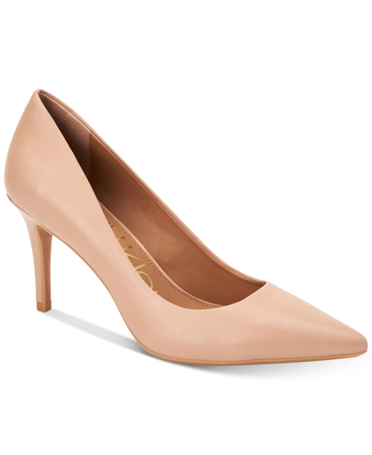 Calvin Klein Women's Gayle Pointy Toe Classic Pumps In Nude Leather