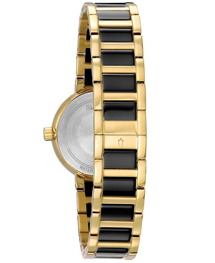 Bulova Women's Diamond Accent Black Ceramic and Gold-Tone Stainless ...