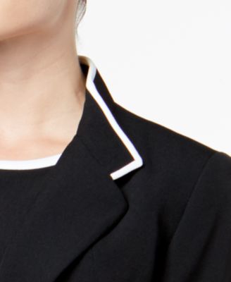 Kasper Piped One-Button Blazer