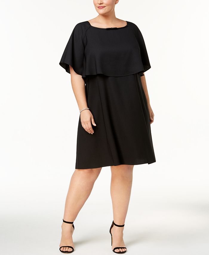 SL Fashions Plus Size Cape Overlay A-Line Dress - Macy's