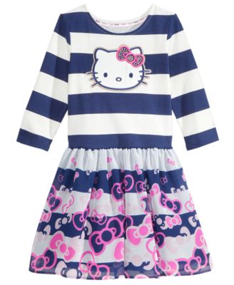 Hello Kitty - Bow-Print Striped Dress, Little Girls (2-6X)